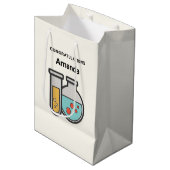 化学試験管とビーカーおめでとう ミディアムペーパーバッグ (正面アングル)