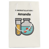 化学試験管とビーカーおめでとう ミディアムペーパーバッグ (正面)