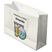 化学試験管とビーカーおめでとう ラージペーパーバッグ (正面アングル)