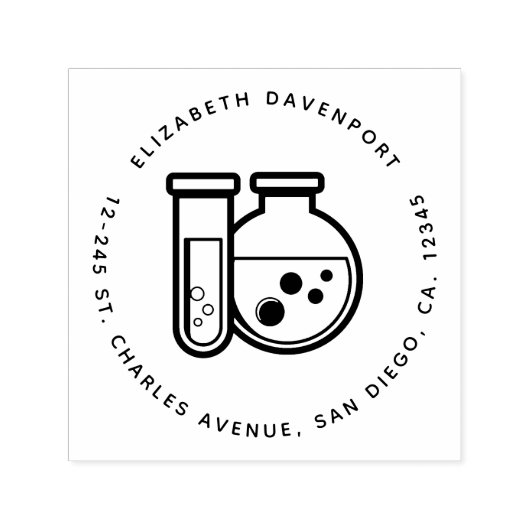 化学試験管とビーカーアドレス セルフインキングスタンプ (デザイン)