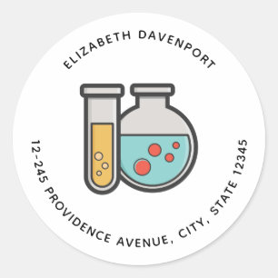 化学試験管とビーカーアドレス ラウンドシール