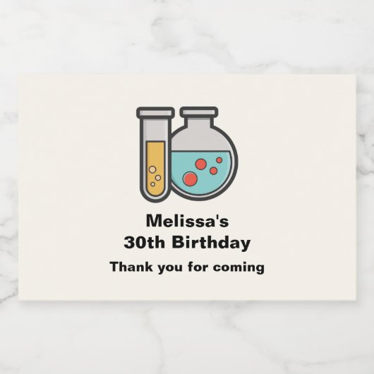 化学試験管とビーカーパーティーありがとう スパークリングワインラベル (シングルラベル)