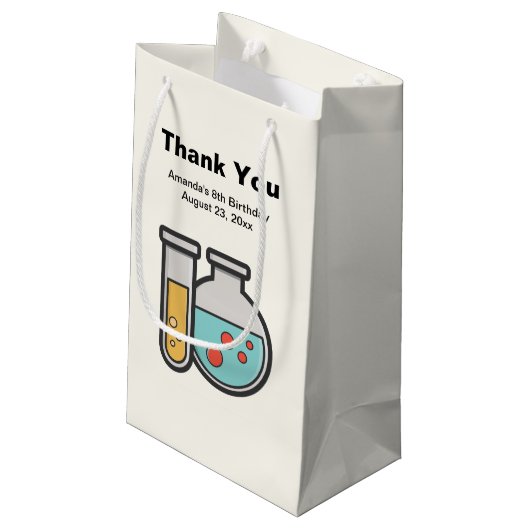 化学試験管とビーカー誕生日ありがとう スモールペーパーバッグ (裏面アングル)