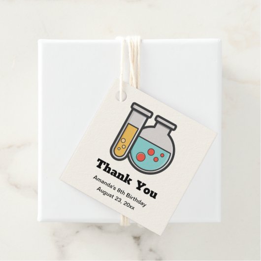 化学試験管とビーカー誕生日ありがとう フェイバータグ (インサイチュ)