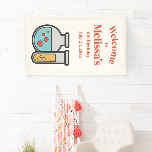 化学試験管とビーカー誕生日へようこそ 横断幕 (インサイチュ)