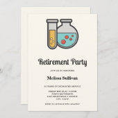 化学試験管とビーカー退職パーティー 招待状 (正面/裏面)