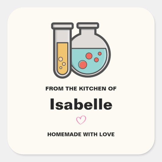 化学試験管及びビーカーキッおもしろいチン スクエアシール (正面)