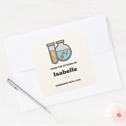 化学試験管及びビーカーキッおもしろいチン スクエアシール (封筒)