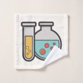 化学試験管及びビーカー模様 バスタオルセット (ウォッシュタオル)