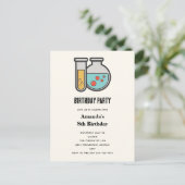 化学試験管及びビーカー誕生日 インビテーションポストカード (スタンド正面)