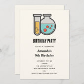 化学試験管及びビーカー誕生日 招待状 (正面/裏面)