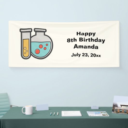 化学試験管及びビーカー誕生日 横断幕 (トレードショー)