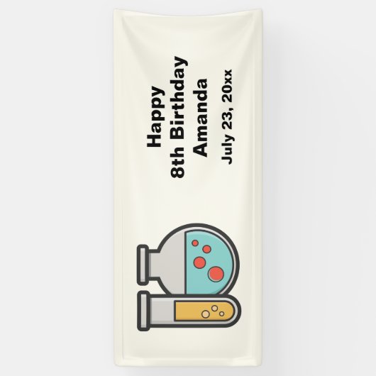 化学試験管及びビーカー誕生日 横断幕 (縦)