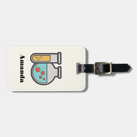 化学試験管及びビーカー ラゲッジタグ (正面横)