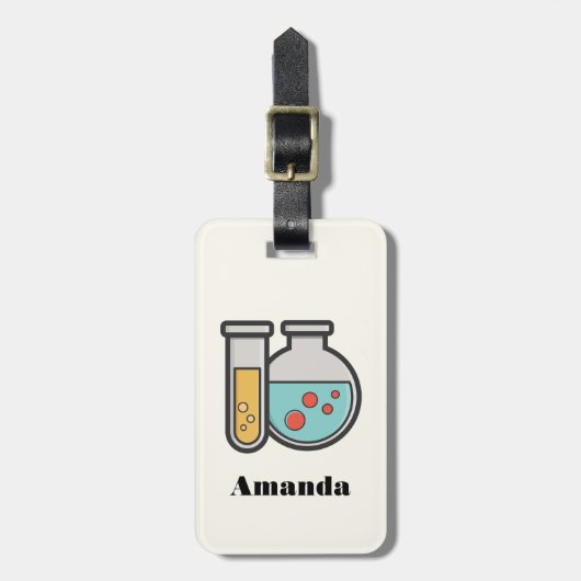 化学試験管及びビーカー ラゲッジタグ (正面縦)