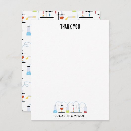 化学 理科 実験管 研究室 学校 教科 サンキューカード (正面/裏面)