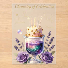 化学 誕生日 お祝い フラスコと花のCA アクリル招待状