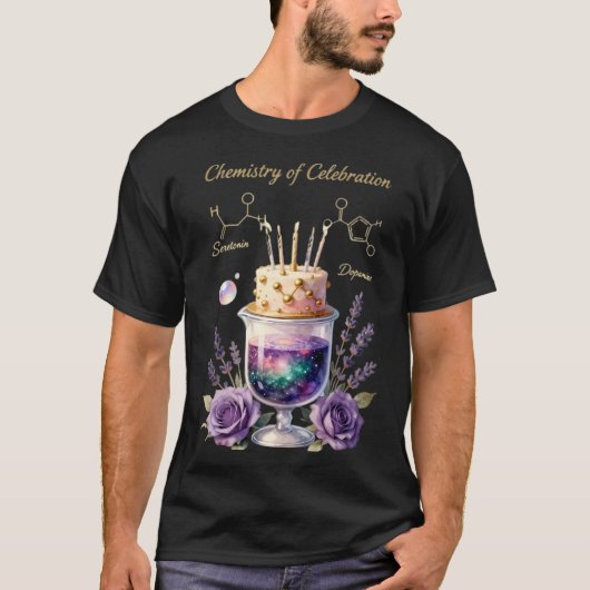 化学 誕生日 お祝い フラスコと花のCA Tシャツ (正面)