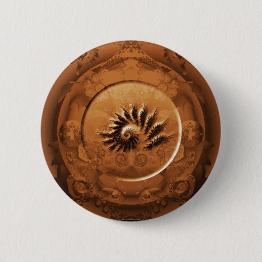 化石のフラクタルの鏡 缶バッジ (正面)