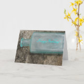 化石の石の誕生日のヴィンテージのガラスビン カード (黄色い花)