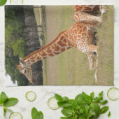 化石の縁のキリン三匹 キッチンタオル (折り畳み)