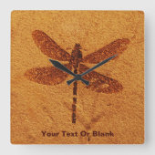 化石トンボ スクエア壁時計 (正面)