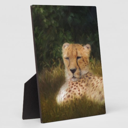 化石リム野生生物中心に横たわるチーター フォトプラーク (側面)