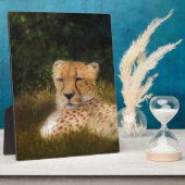 化石リム野生生物中心に横たわるチーター フォトプラーク (側面)