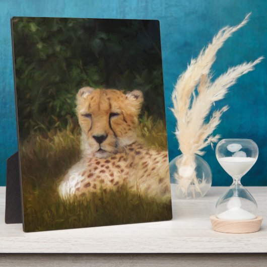 化石リム野生生物中心に横たわるチーター フォトプラーク (側面)