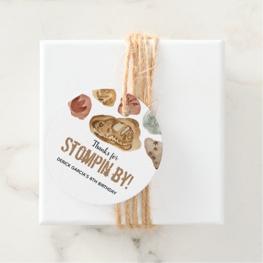 化石恐竜の誕生日パーティーメッセージカード フェイバータグ (インサイチュ)