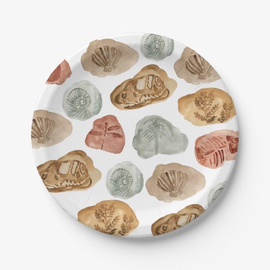 化石恐竜の誕生日パーティー紙プレート ペーパープレート (正面)