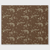 化石発掘の恐竜の茶色とベージュ ラッピングペーパー (フラット)