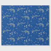 化石発掘の恐竜の青とベージュ ラッピングペーパー (フラット)