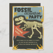 化石発掘恐竜誕生日パーティー サンキューカード (正面/裏面)