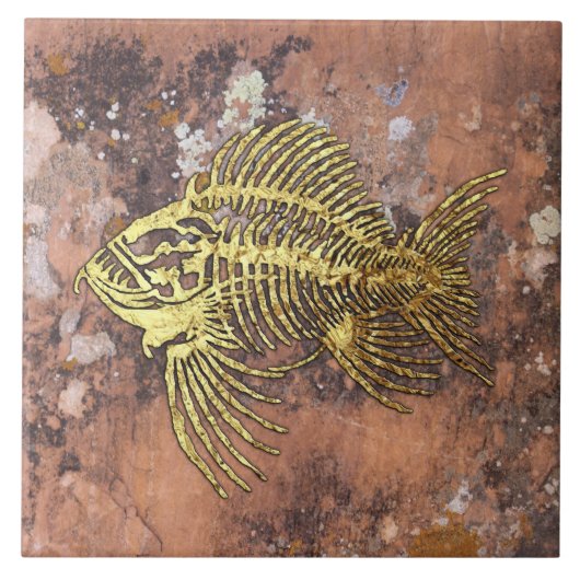 化石魚陶瓦 タイル (正面)