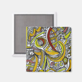 化石 – カラフル抽象芸術アートインクスケッチ マグネット (正面/裏面)