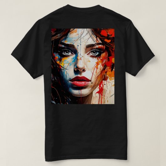 化粧した女性 Tシャツ (デザイン裏面)