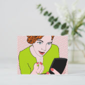 化粧にリップグロスを適用 ポストカード (スタンド正面)