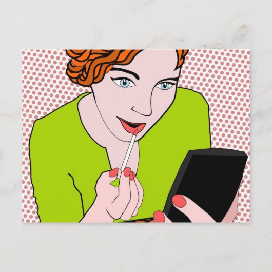 化粧にリップグロスを適用 ポストカード (正面)