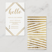 化粧のこんにちはタイポグラフィの金ゴールドは縞で飾ります 名刺 (正面/裏面)