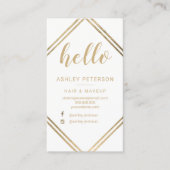 化粧のこんにちはタイポグラフィの金ゴールドは縞で飾ります 名刺 (正面)