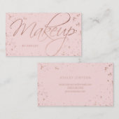 化粧ののどのばら色の金ゴールドの紙吹雪はピンクで台本を書きます 名刺 (正面/裏面)