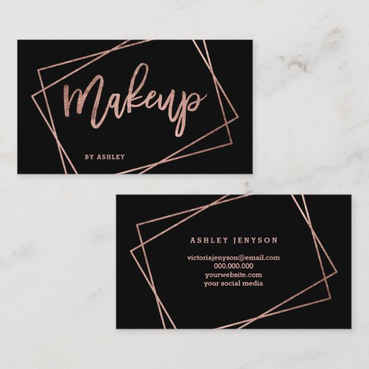 化粧ののどの幾何学的なばら色の金ゴールドの原稿 名刺 (正面/裏面)