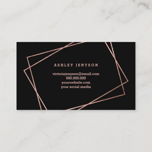 化粧ののどの幾何学的なばら色の金ゴールドの原稿 名刺 (裏面)