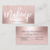 化粧のばら色の金ゴールドのグリッターのグラデーションな金属ホイル 名刺 (正面/裏面)