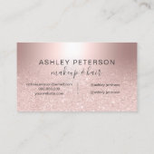 化粧のばら色の金ゴールドのグリッターのグラデーションな金属ホイル 名刺 (裏面)