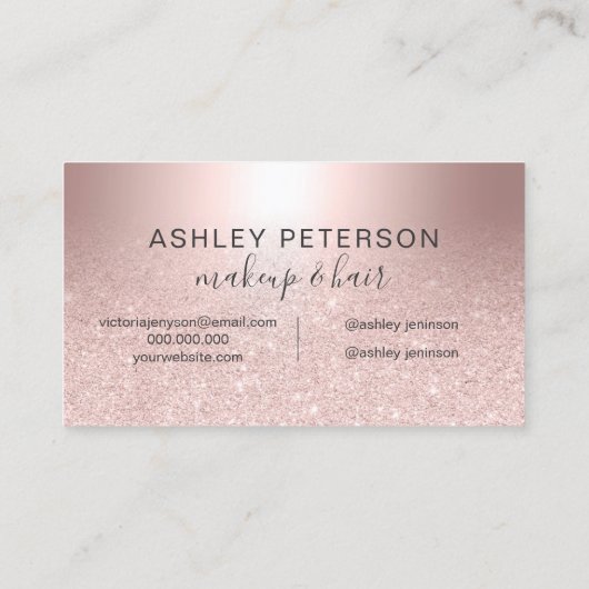化粧のばら色の金ゴールドのグリッターのグラデーションな金属ホイル 名刺 (裏面)