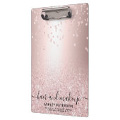 化粧のばら色の金ゴールドのグリッターの金属輝きの紙吹雪 クリップボード (左)