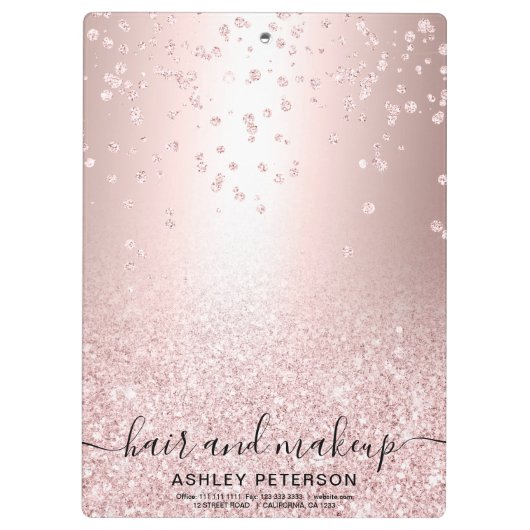 化粧のばら色の金ゴールドのグリッターの金属輝きの紙吹雪 クリップボード (裏面)