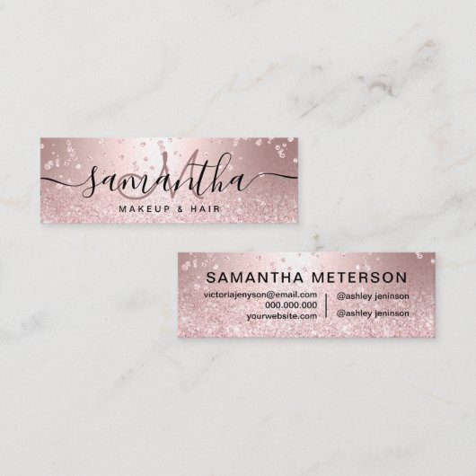 化粧のばら色の金ゴールドのグリッターの金属輝きの紙吹雪 スキニー名刺 (正面/裏面)